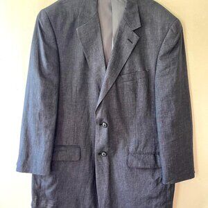 Haspel‎ Mens 44R  Navy Beach Linen Blazer Sport Coat Suit Jacket Classic Fit